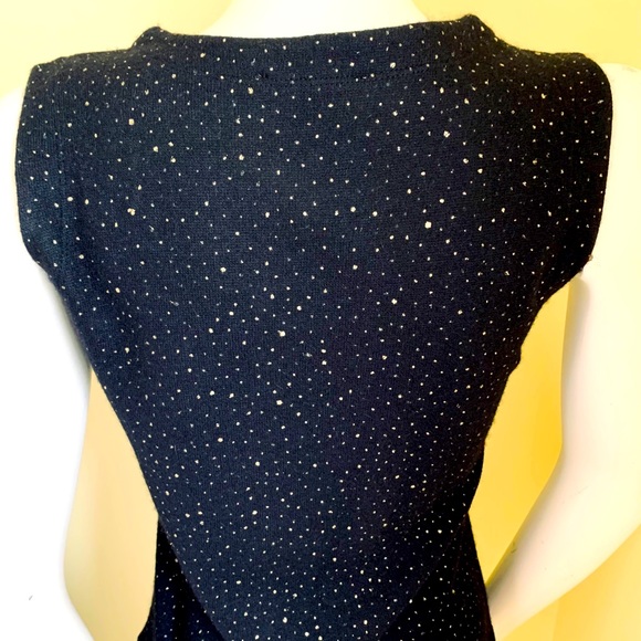 Beymen black Wool Knit Tank Top with Gold Sparkling tiny polka dots US S to M - Picture 3 of 7